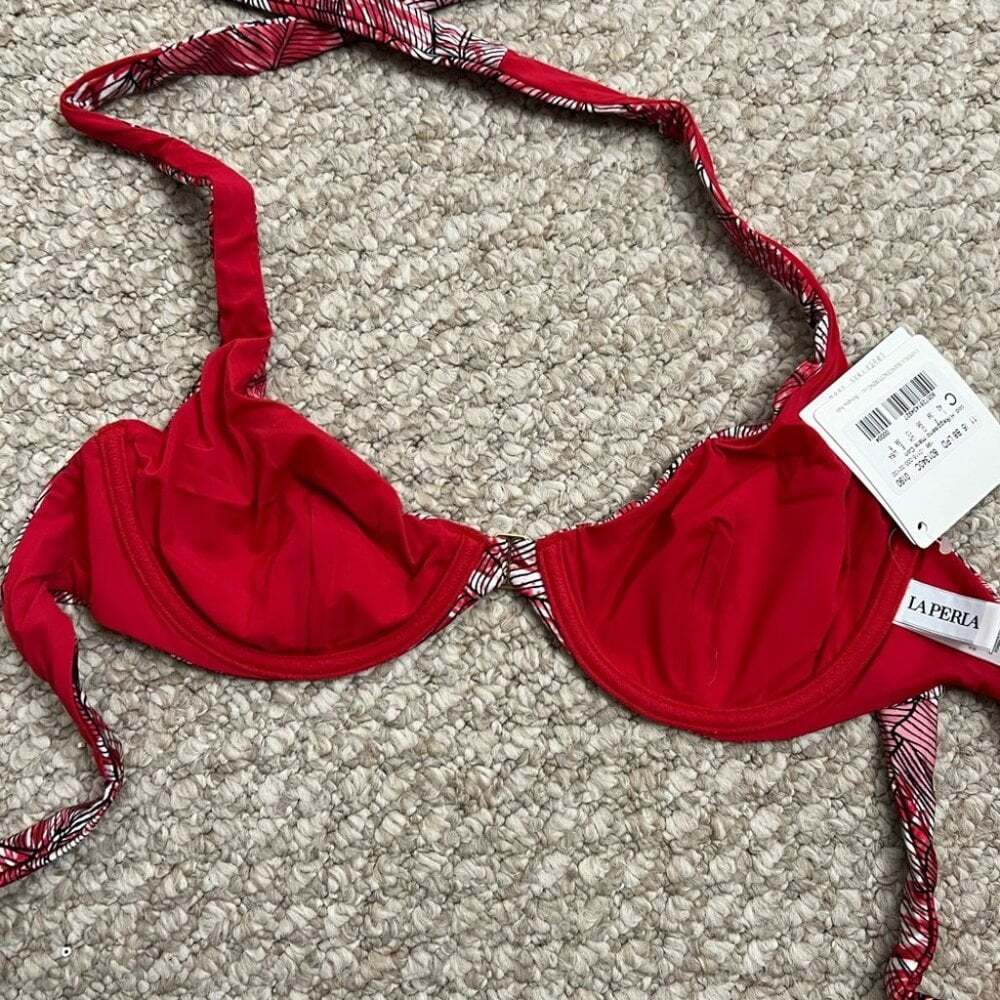 La Perla bikini swim top red white gold size 6 NWT - Picture 4 of 9